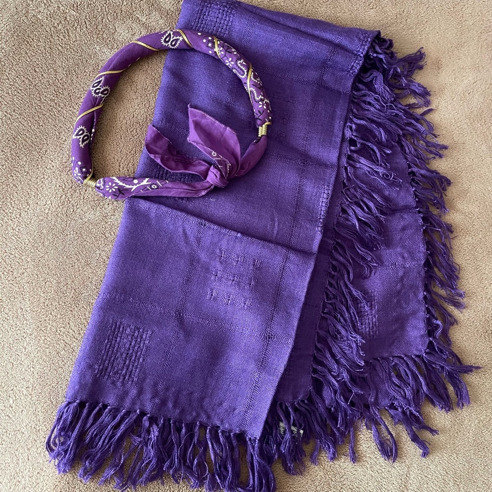 Silk Purple Scarf and Headband